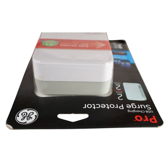 GE Pro 2-Outlet USB Surge Protector 2.4A 12W 1060J Side Access 2 Ports White - Picture 4 of 6